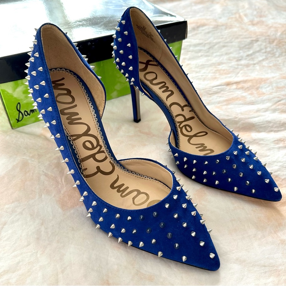 Sam Edelman Hadlee Deep Indigo Studded Heels